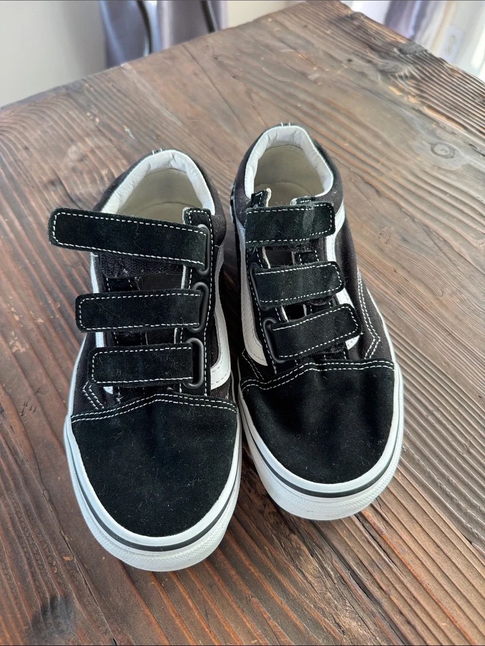 Vans Black & White Velcro Skate Sneakers - Picture 1 of 3